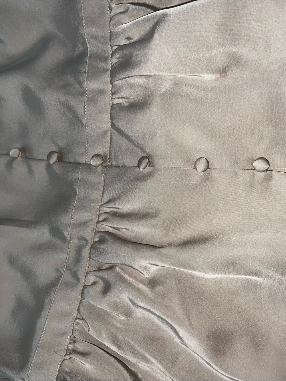 Light Beige  Satin Peplum Blouse - Women Tops